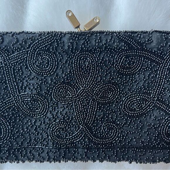 VINTAGE WALBORG beaded black CLUTCH Hand Made in W Germany - Picture 2 of 16